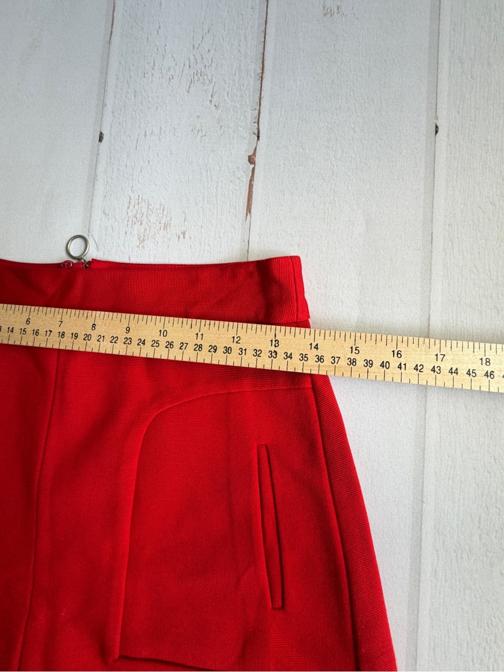 Anthropologie Maeve Red Ponte Knit A-Line Mini Skirt Pockets Size 2 - Picture 6 of 6